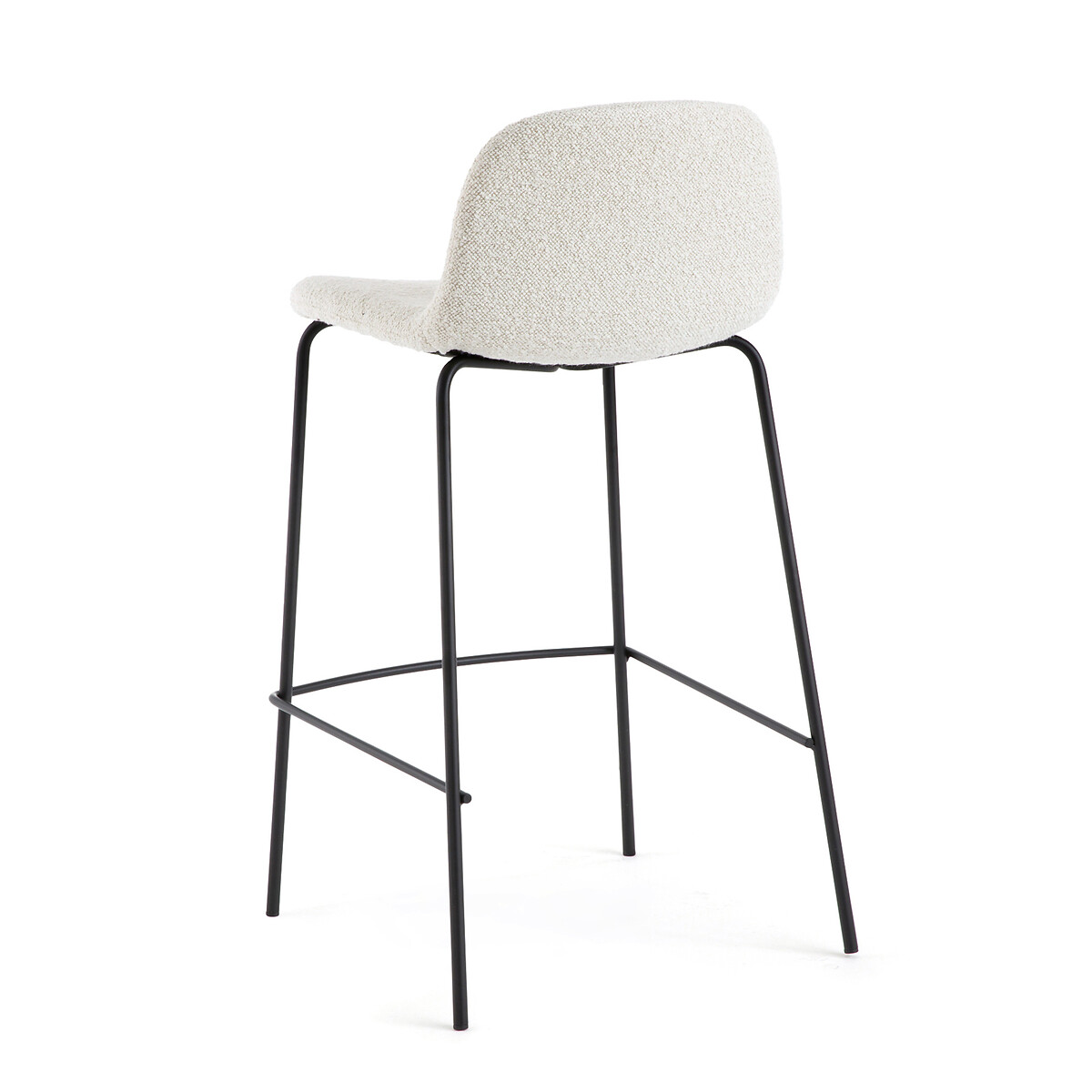 Tabouret de bar Miro en tissu teddy bouclé noir 