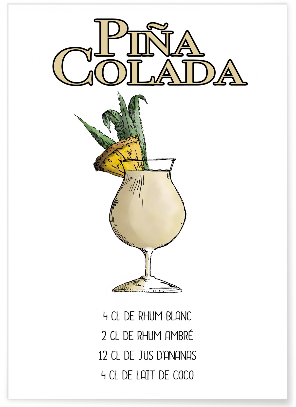 Affiche Cocktail Piña Colada, L'AFFICHERIE