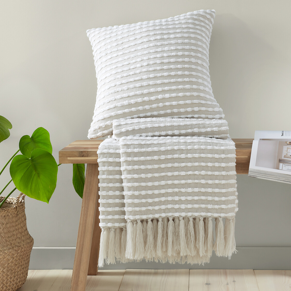 Stab stitch blanket throw Catherine Lansfield | La Redoute