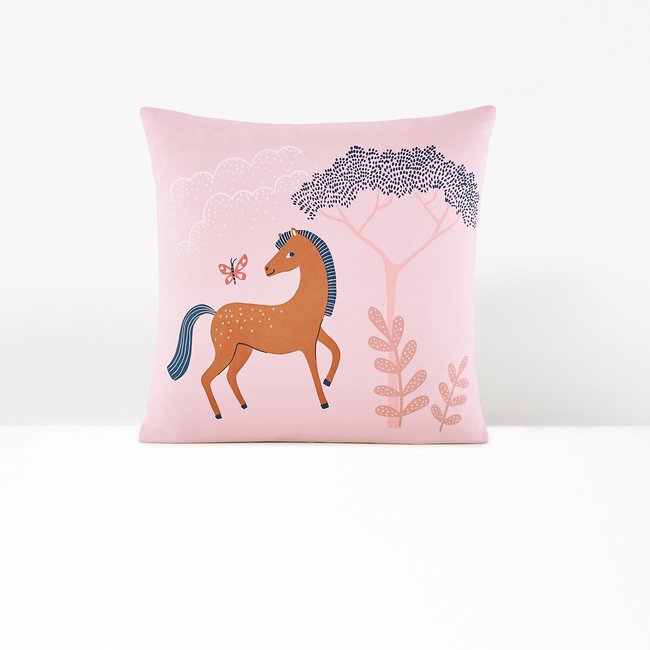 Bagatelle Horse 100% Cotton Pillowcase, pink print, LA REDOUTE INTERIEURS