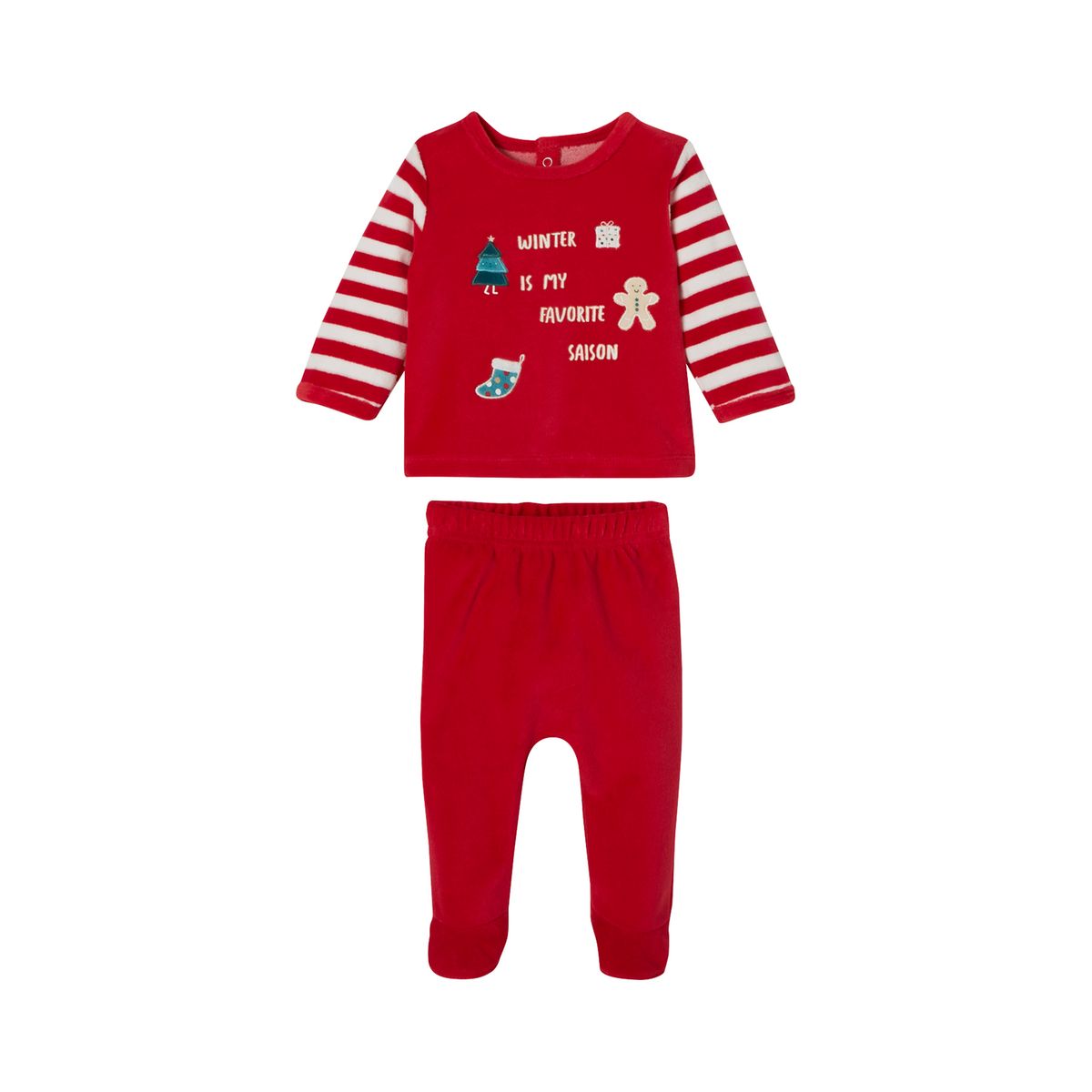 Pyjama velours rouge Le lutin de Noël bébé garçon 3 MOIS LES