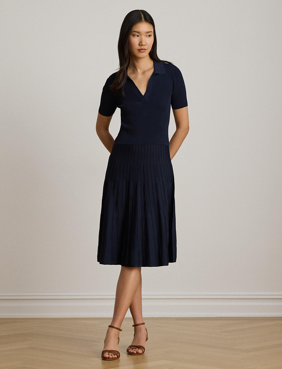 Knie-lange jurk met korte mouwen, LAUREN RALPH LAUREN