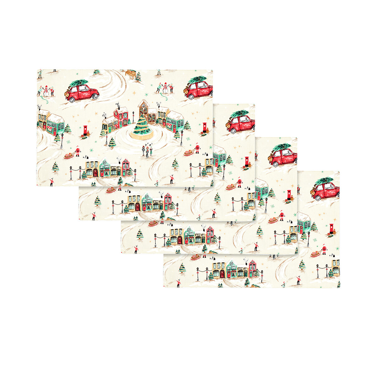 Christmas Town Cotton Dining Placemat 4 Pack, CATHERINE LANSFIELD