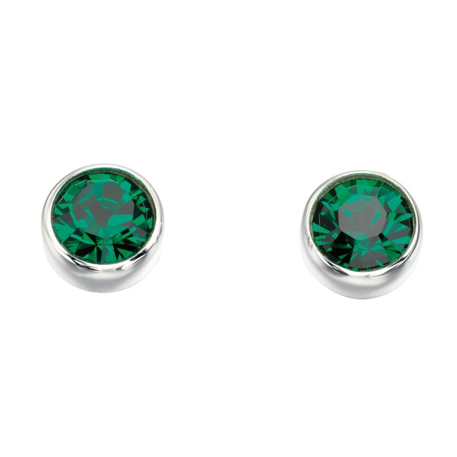 May Birthstone Sterling Silver Stud Earrings, silver-coloured/green, BEGINNINGS