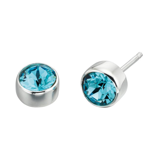 March Birthstone Sterling Silver Stud Earrings, silver-coloured/blue, BEGINNINGS