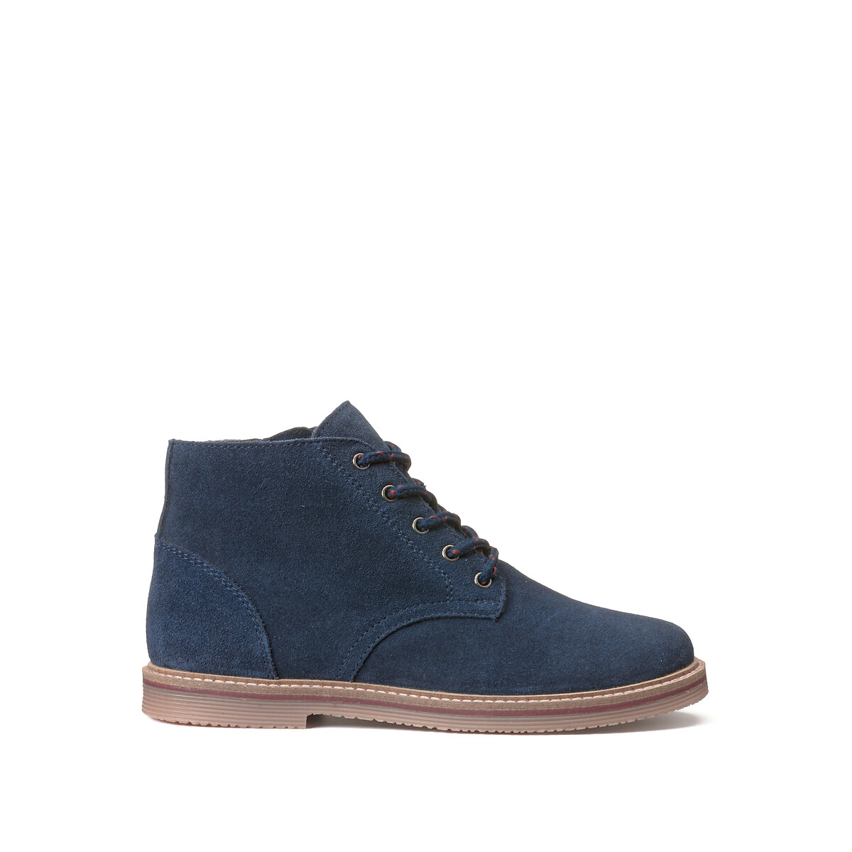 Kids Suede Ankle Boots with Zip Fastening and Laces