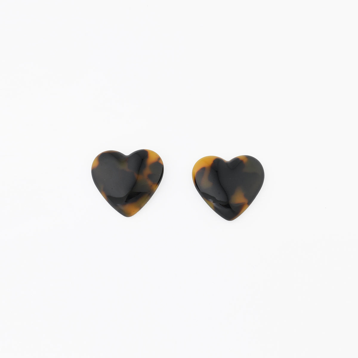 Boucles d'oreilles cœurs en résine écaille, BALABOOSTE