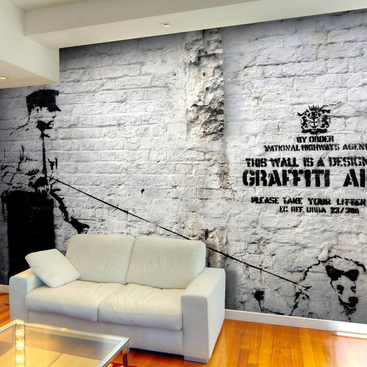 Papier peint zone de graffiti banksy Couleur noir et blanc