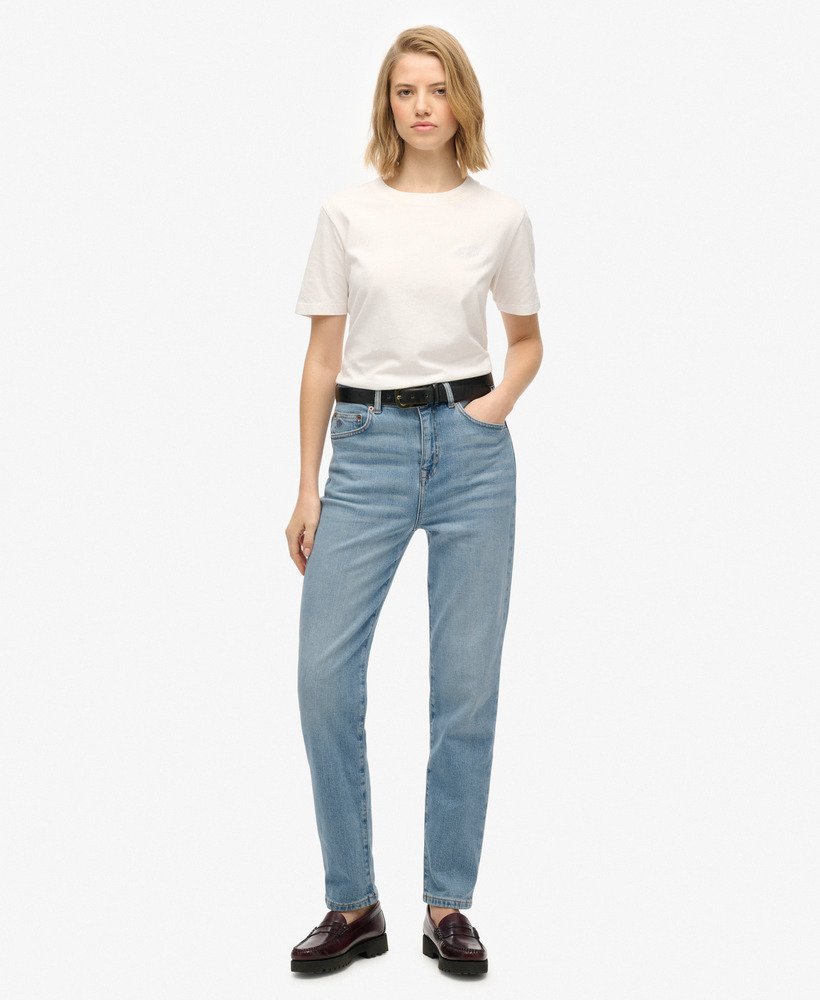 Jean mom taille haute en coton biologique, SUPERDRY