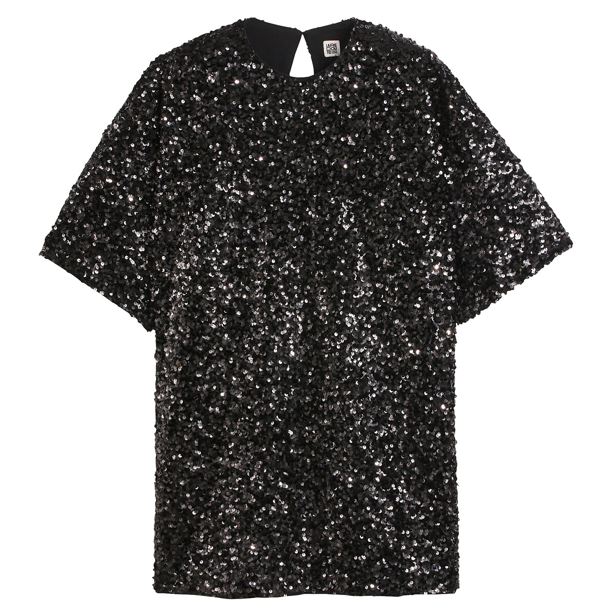 Sequin Mini Shift Dress with Short Sleeves, LA REDOUTE COLLECTIONS