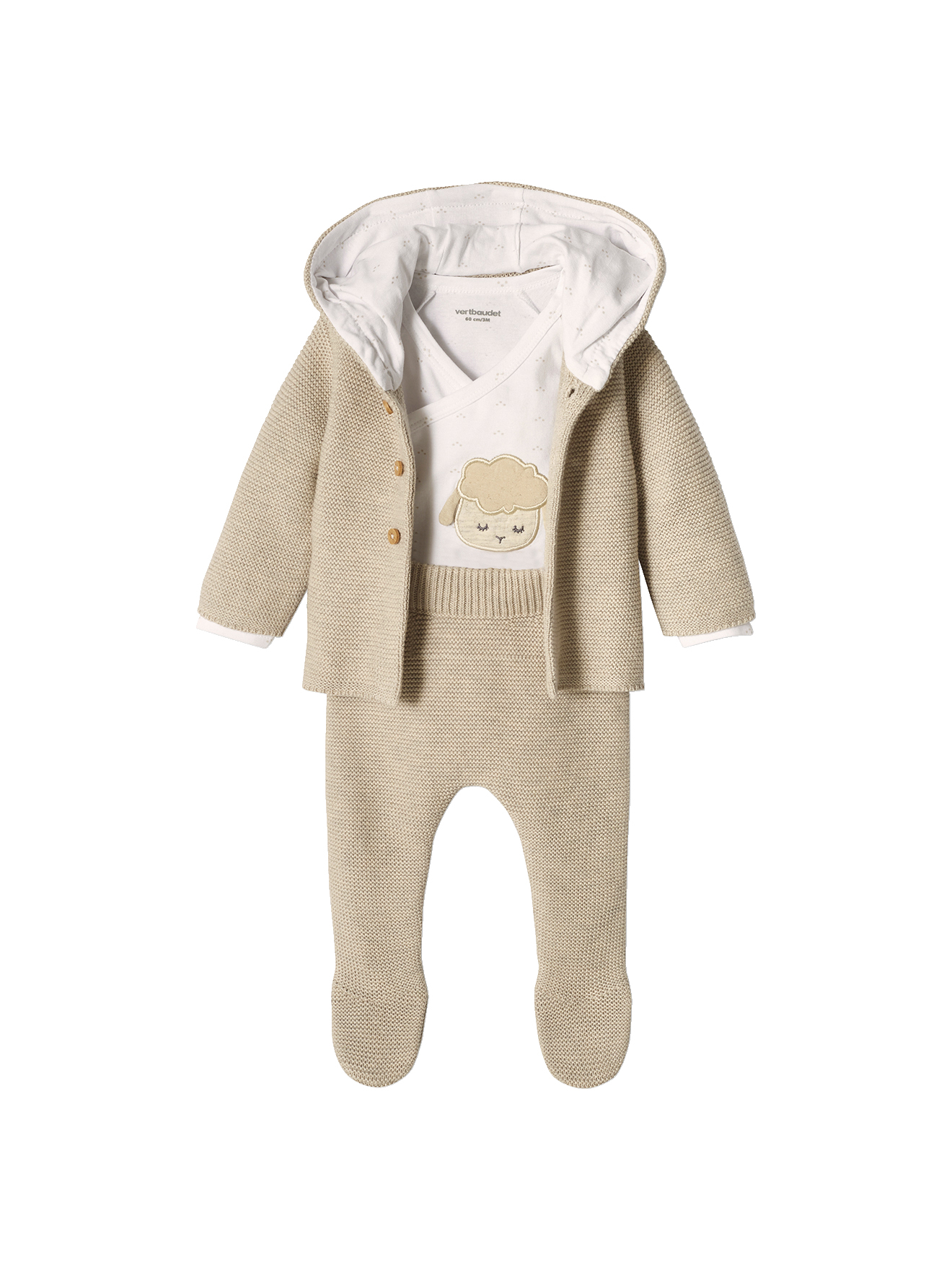 Ensemble naissance 3 pièces en point mousse, VERTBAUDET