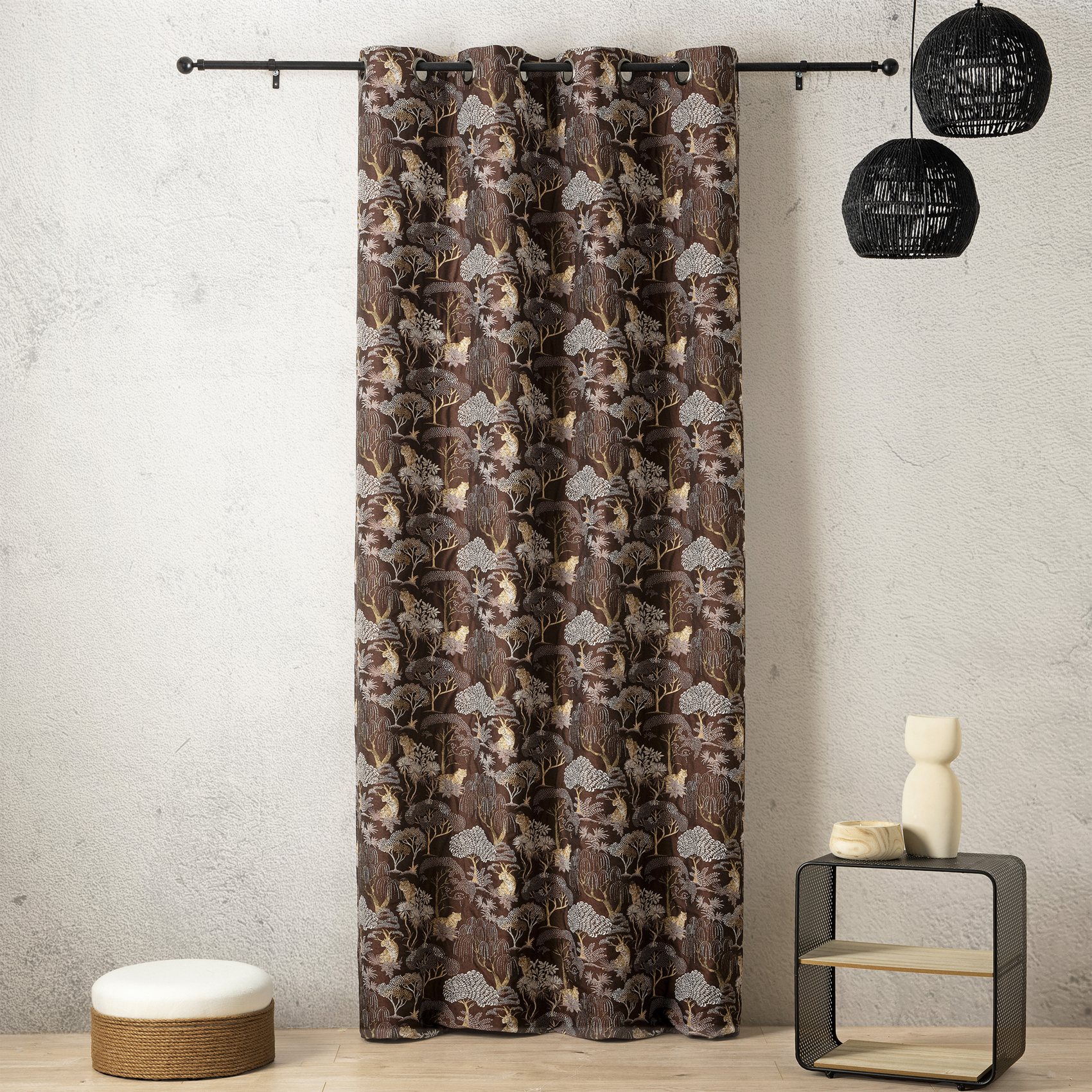 Rideau jacquard tamisant motif tigre japonisant, LINDER