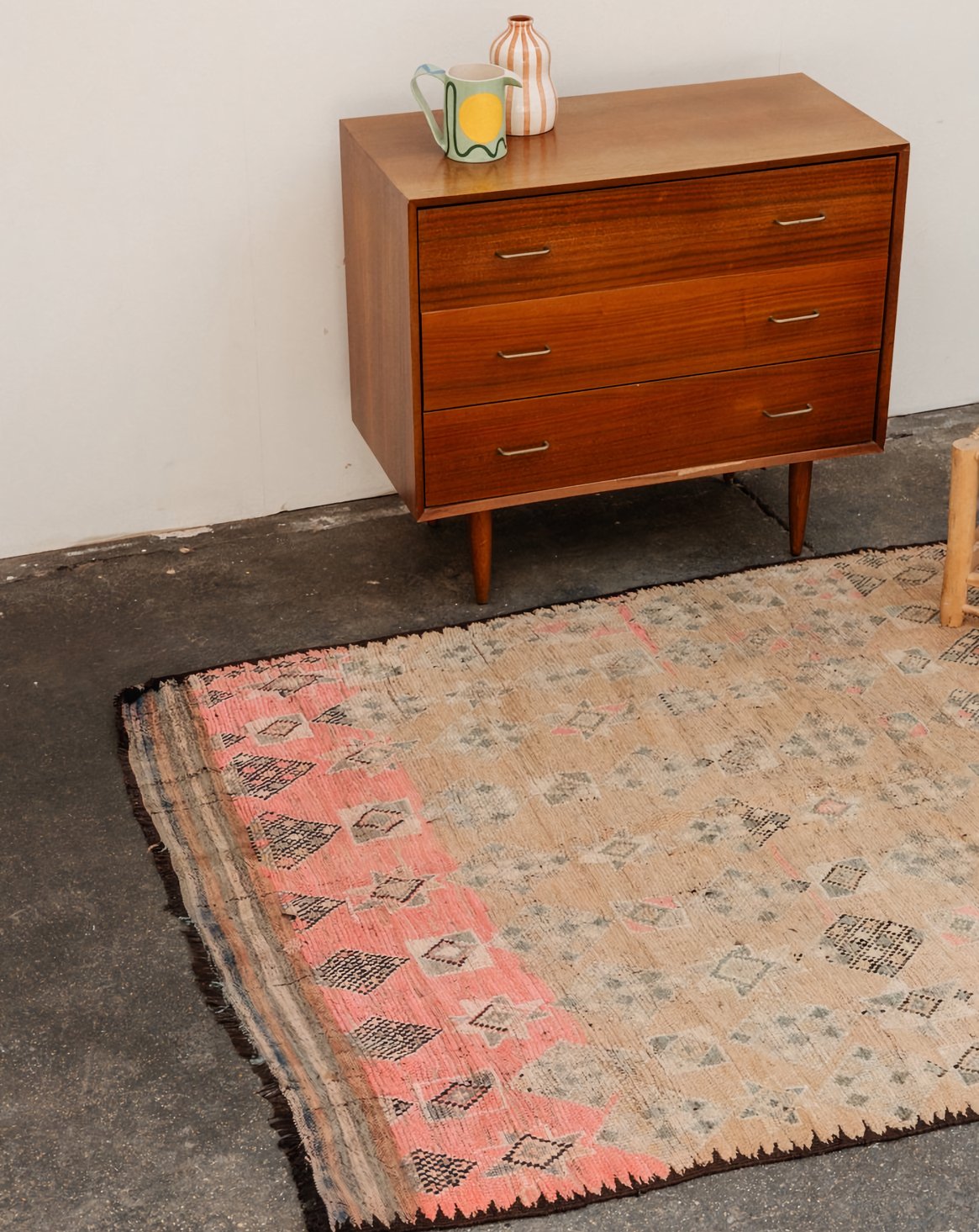 Grand tapis violet à franges Olivier N°24 - Bon état, DEBONGOUT