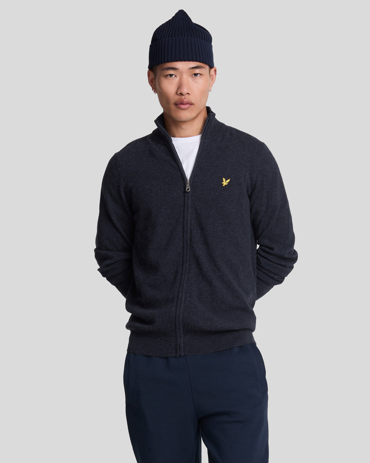 Cardigan en mélange de laine zippé, LYLE & SCOTT