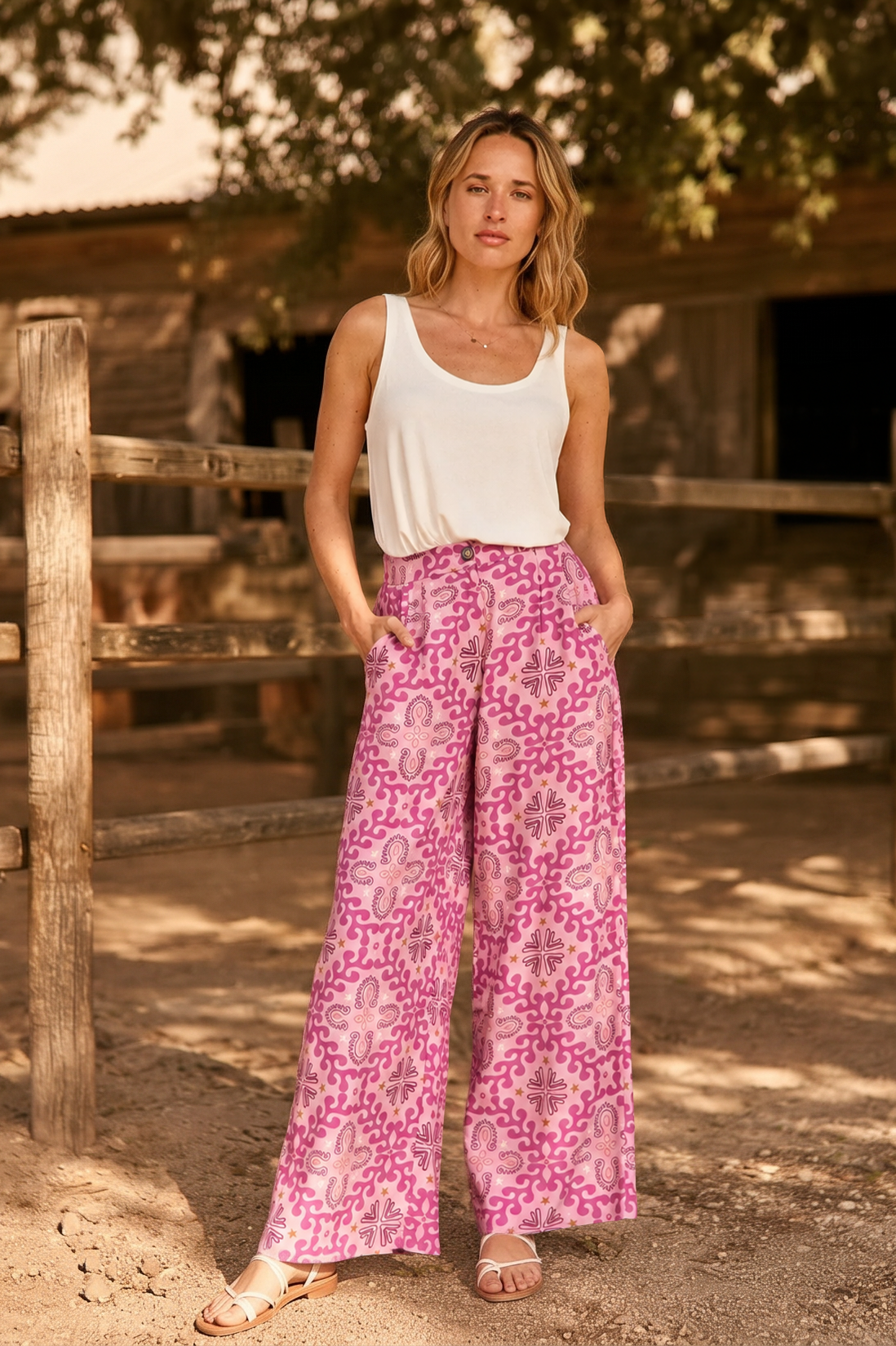 Pantalon large imprimé ethnique POZO, LA PETITE ETOILE