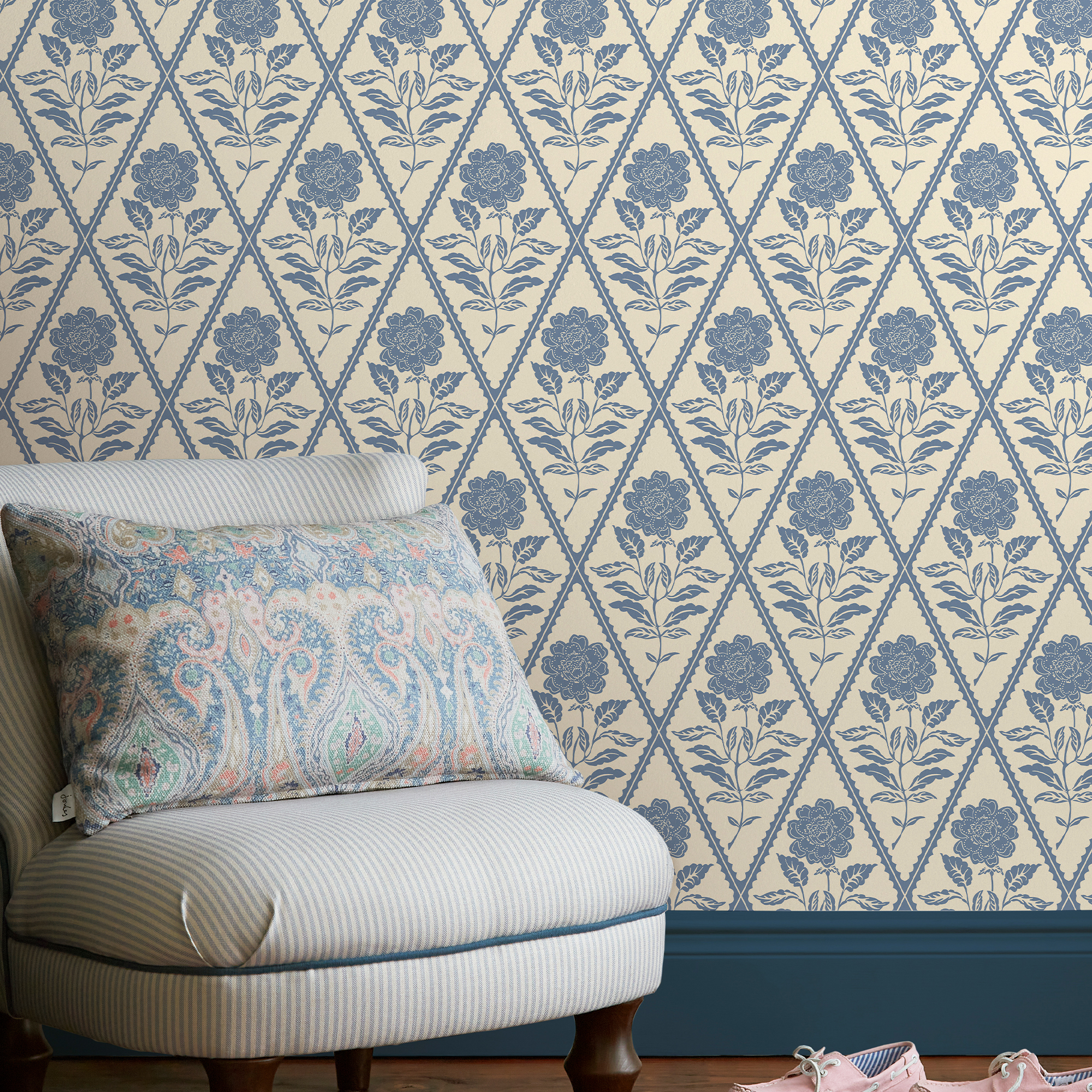 Papier peint Trellis fleuri, JOULES