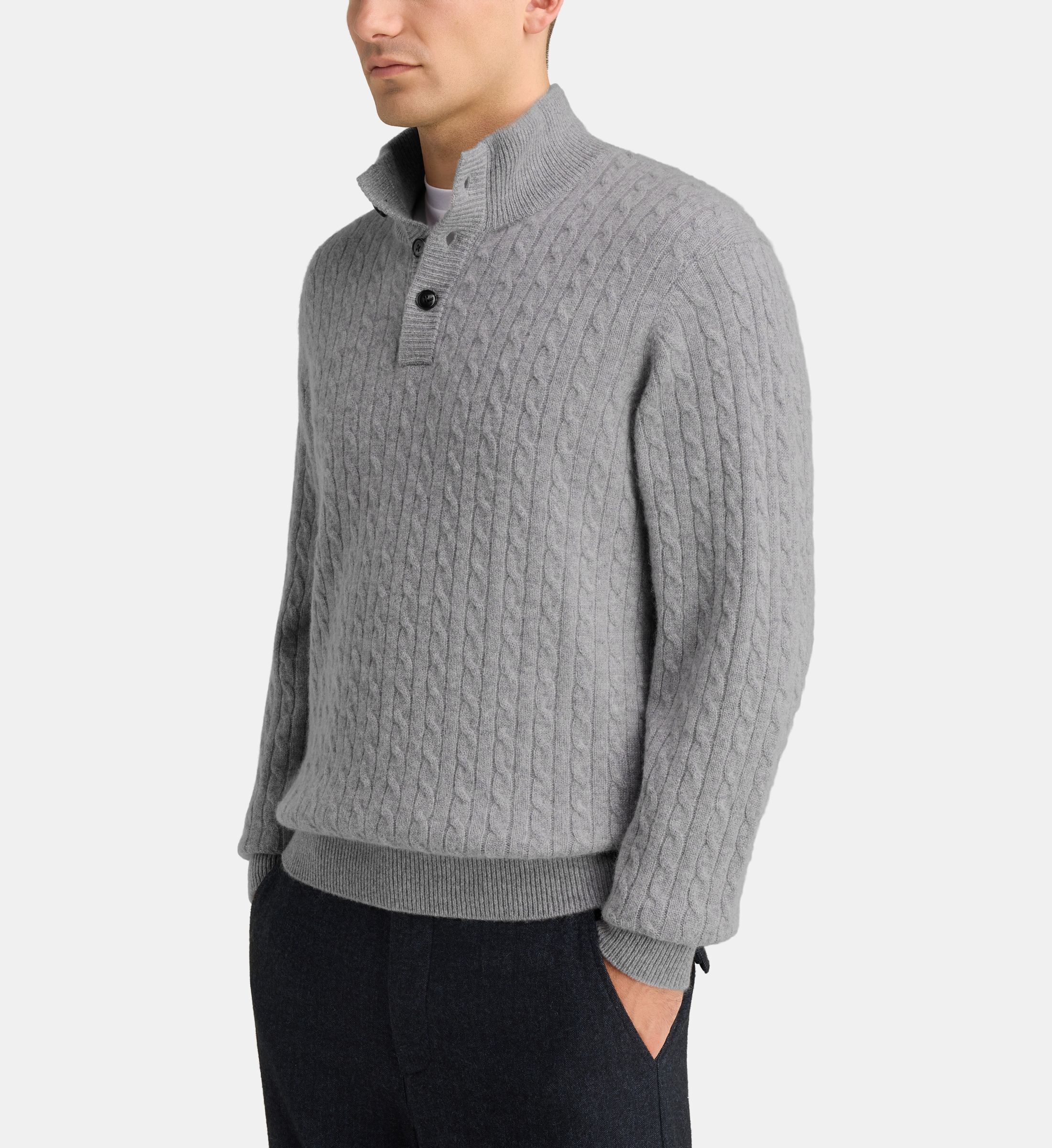 Pull camionneur droit cachcablesmok torsades cachemire, GALERIES LAFAYETTE