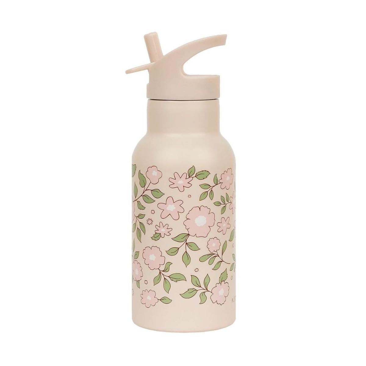 Gourde Pour Enfant Emmi Girl Motif Floral Rose – 400 Ml, Aluminium, Bouchon Sécurisé, étanche, Cadeau Pratique