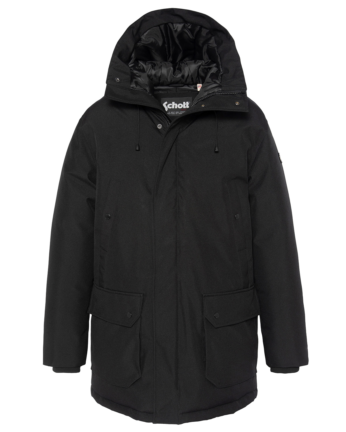 Parka noire à capuche, SCHOTT