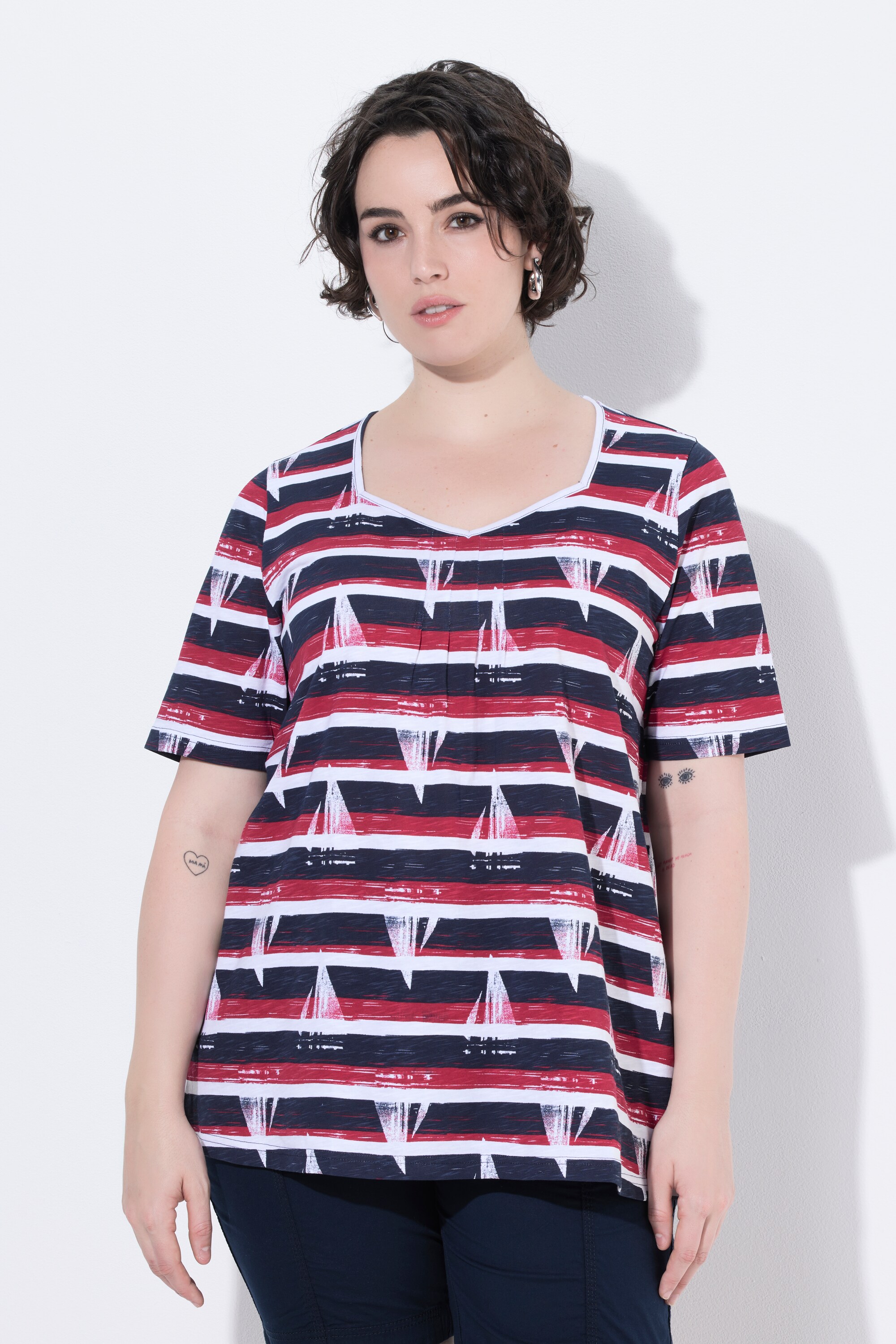 T-shirt coupe évasée, motif voiliers, ULLA POPKEN