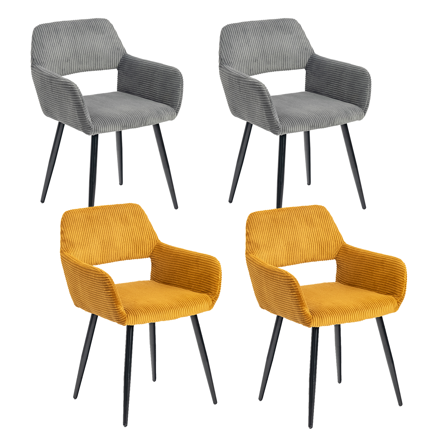Lot de 4 chaises de salle à manger velours côtelé scandinave, CROMWELL, MEUBLES COSY