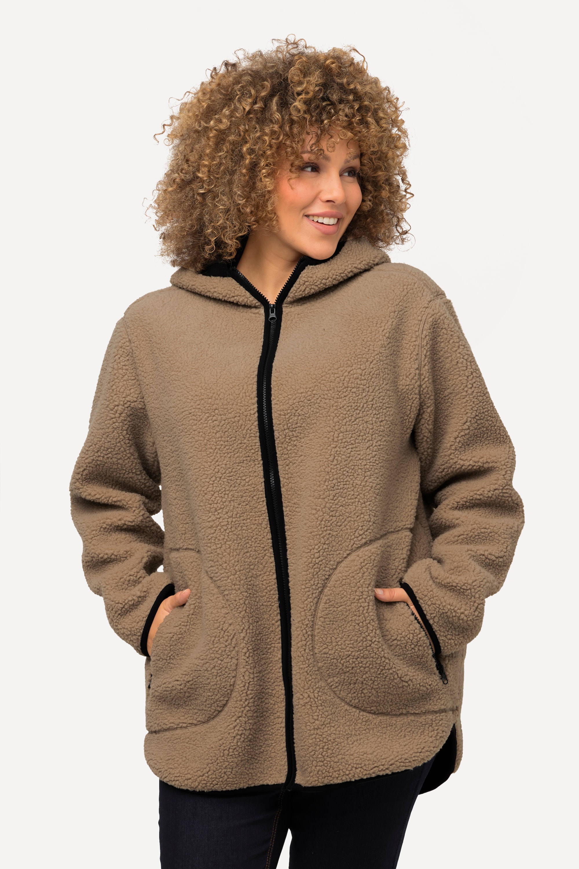 Veste à capuche en peluche, poches zippées, ULLA POPKEN