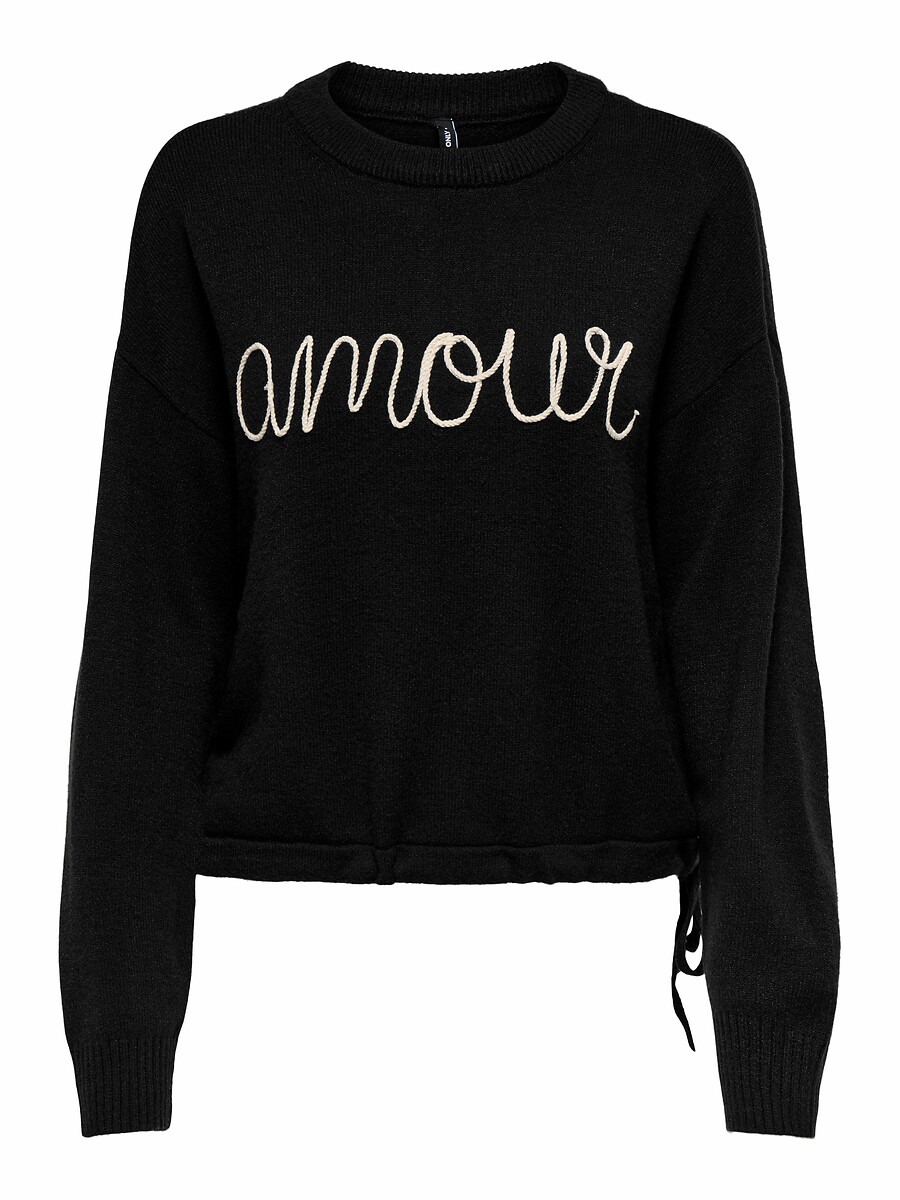 Crew Neck Jumper with Love Slogan, ONLY