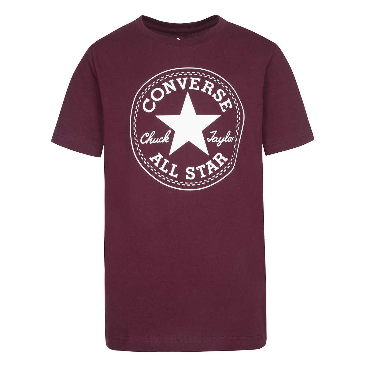 Logo print cotton t-shirt with short sleeves , burgundy, Converse | La  Redoute