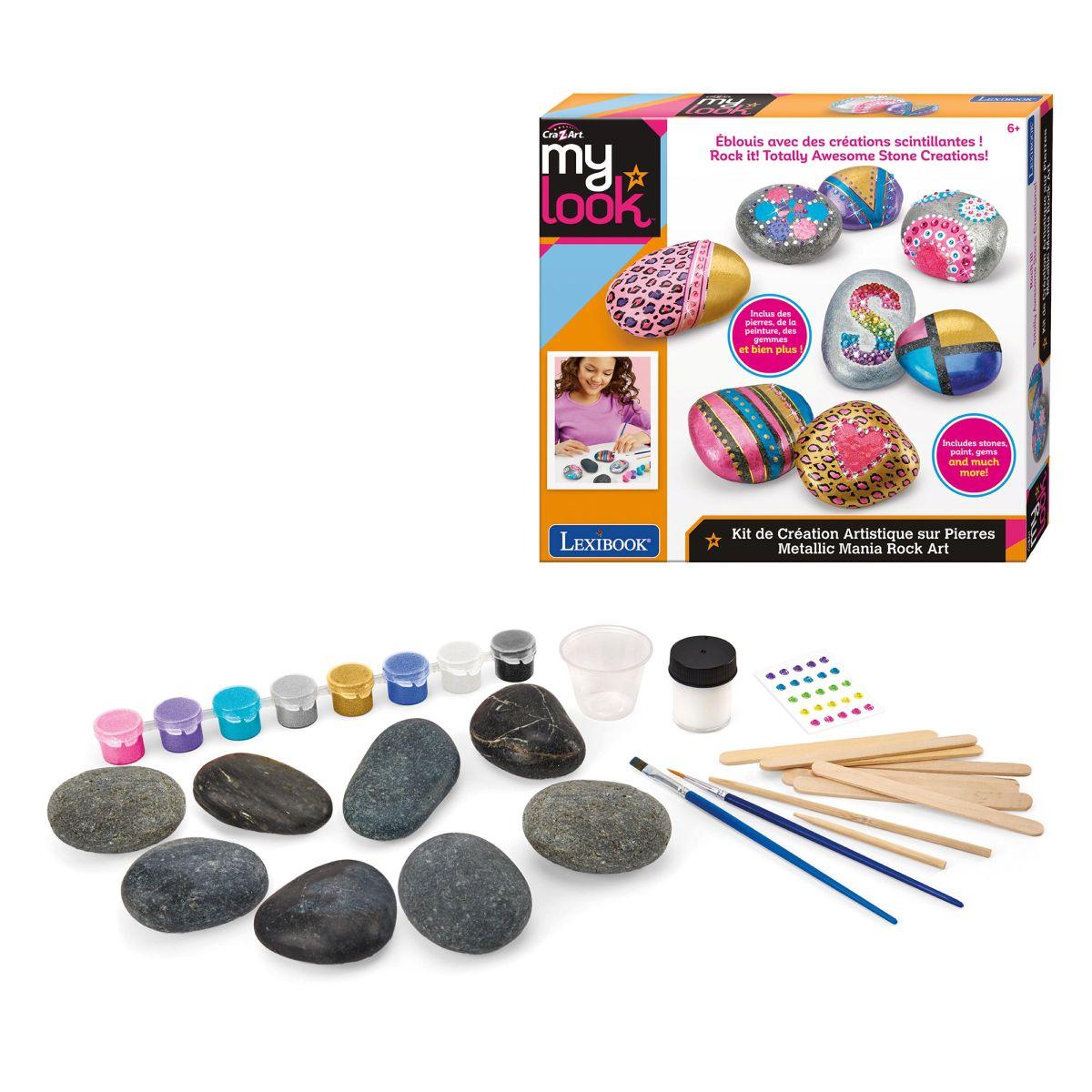 Kit de Création Artistique sur Pierres avec Effet Métallique, LEXIBOOK