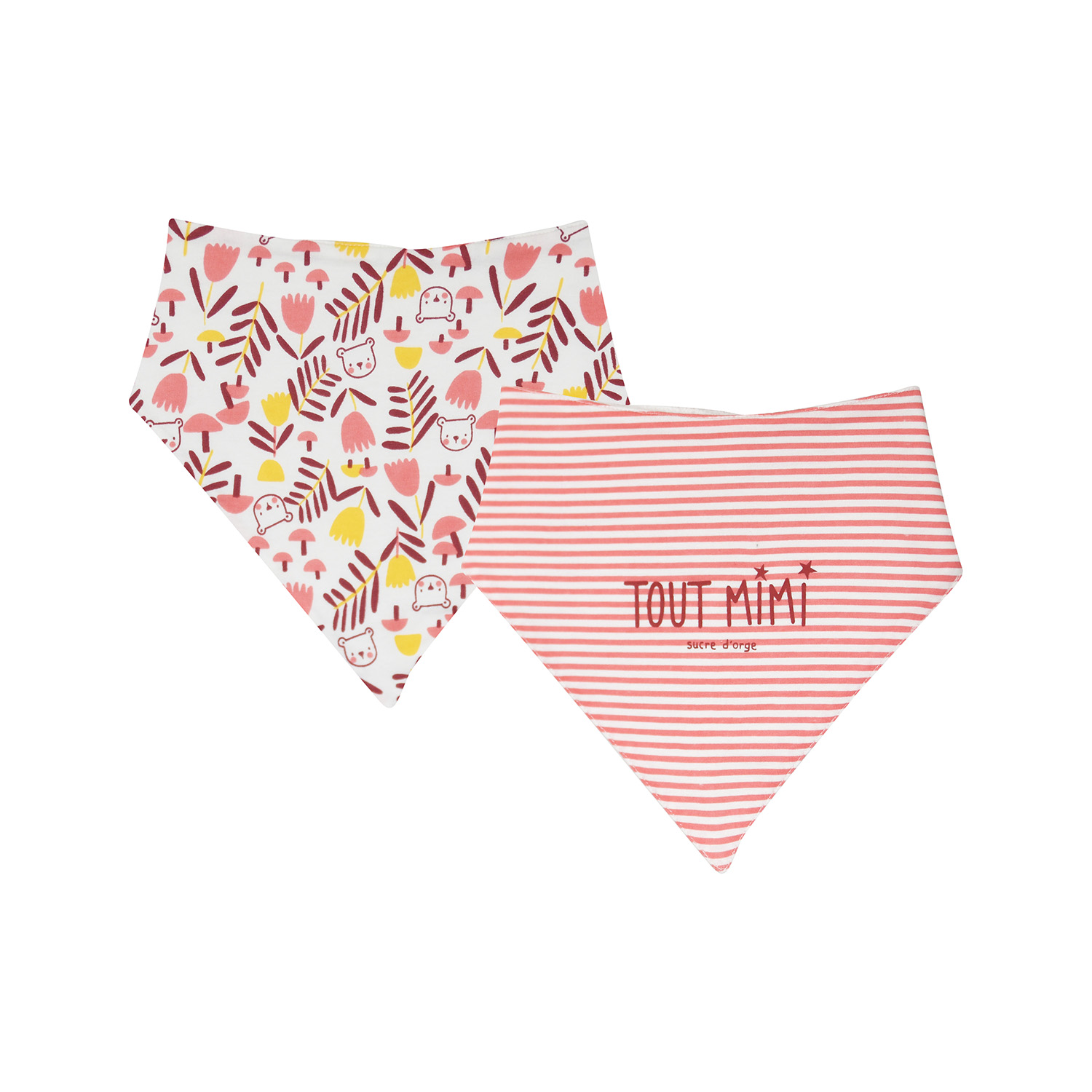 Lot de 2 bavoirs bandanas ilouane maille, SUCRE D'ORGE