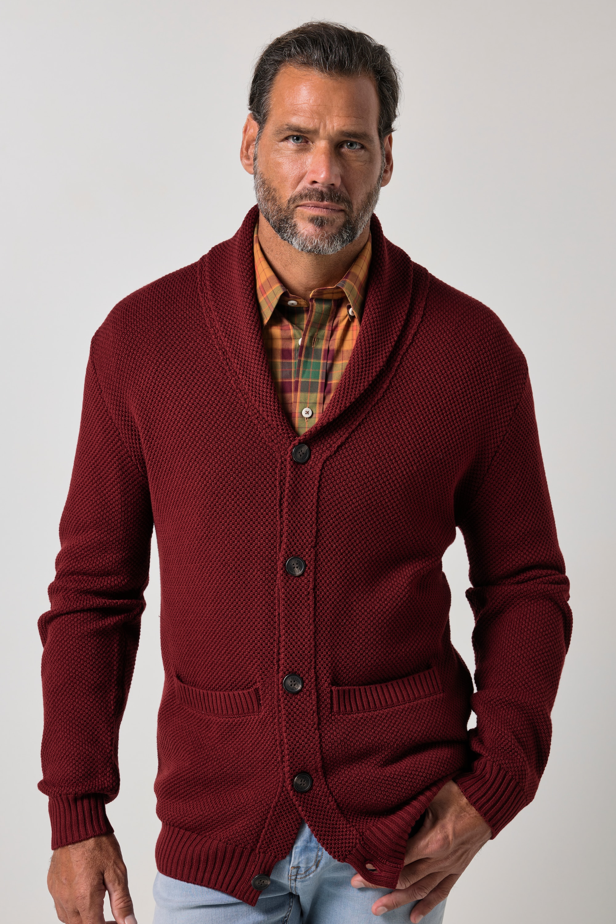 Cardigan en maille texturée, col châle, JP1880