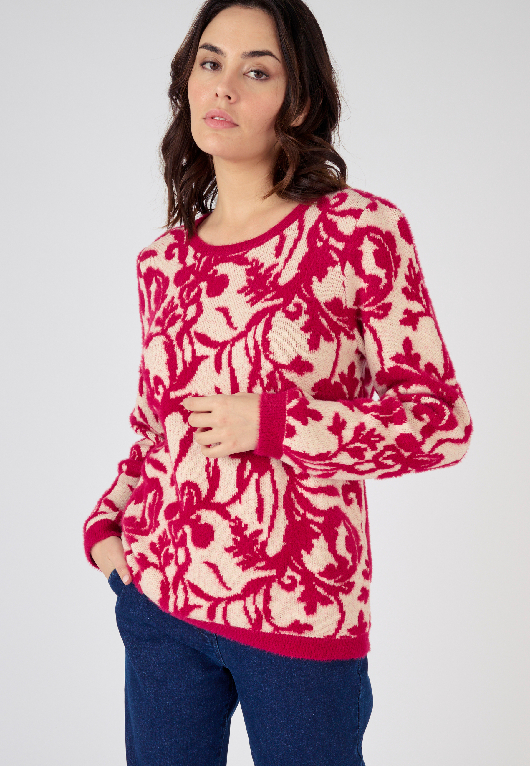 Pull jacquard et fil poilu, DAMART