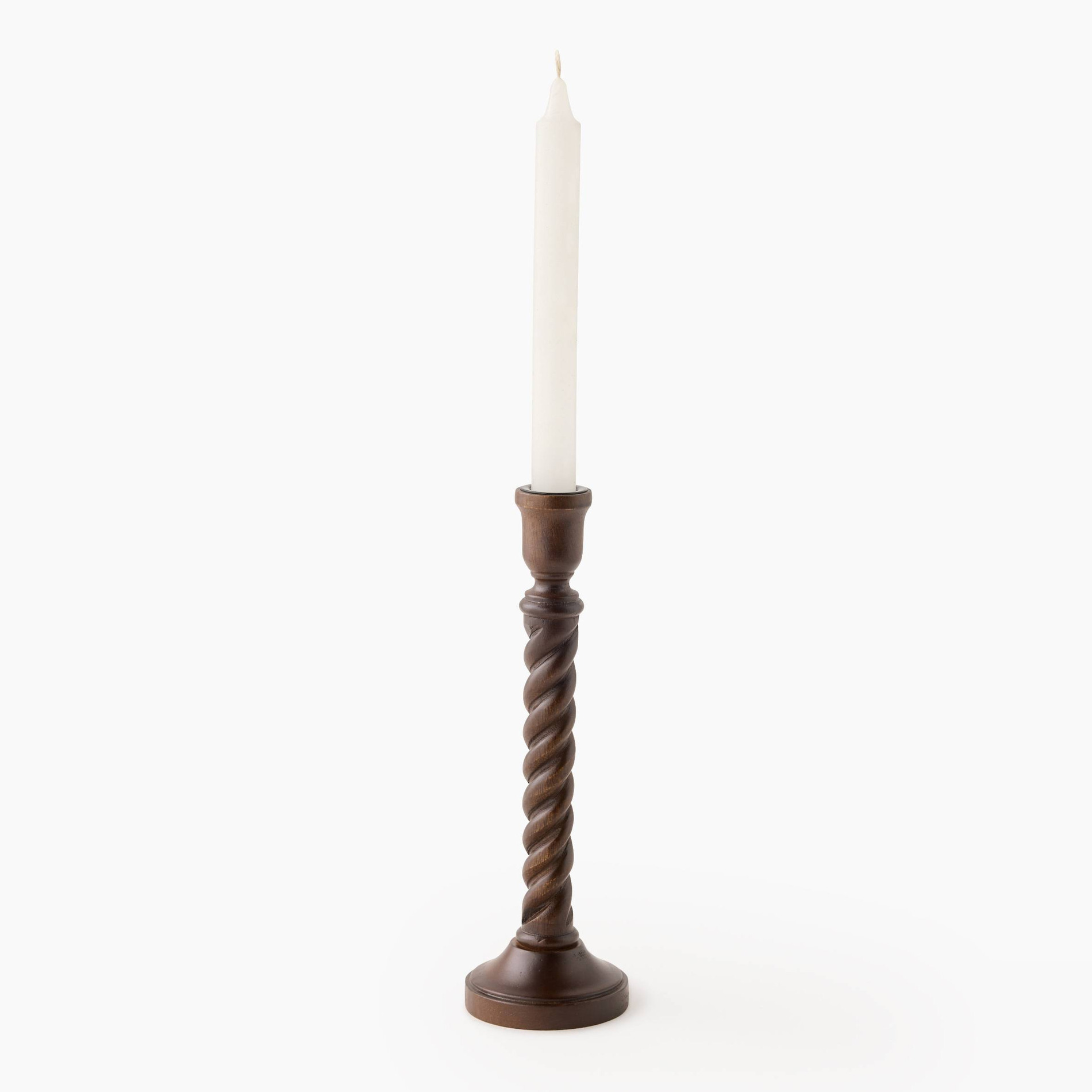 Bougeoir twisté, en bois de manguier, MONOPRIX