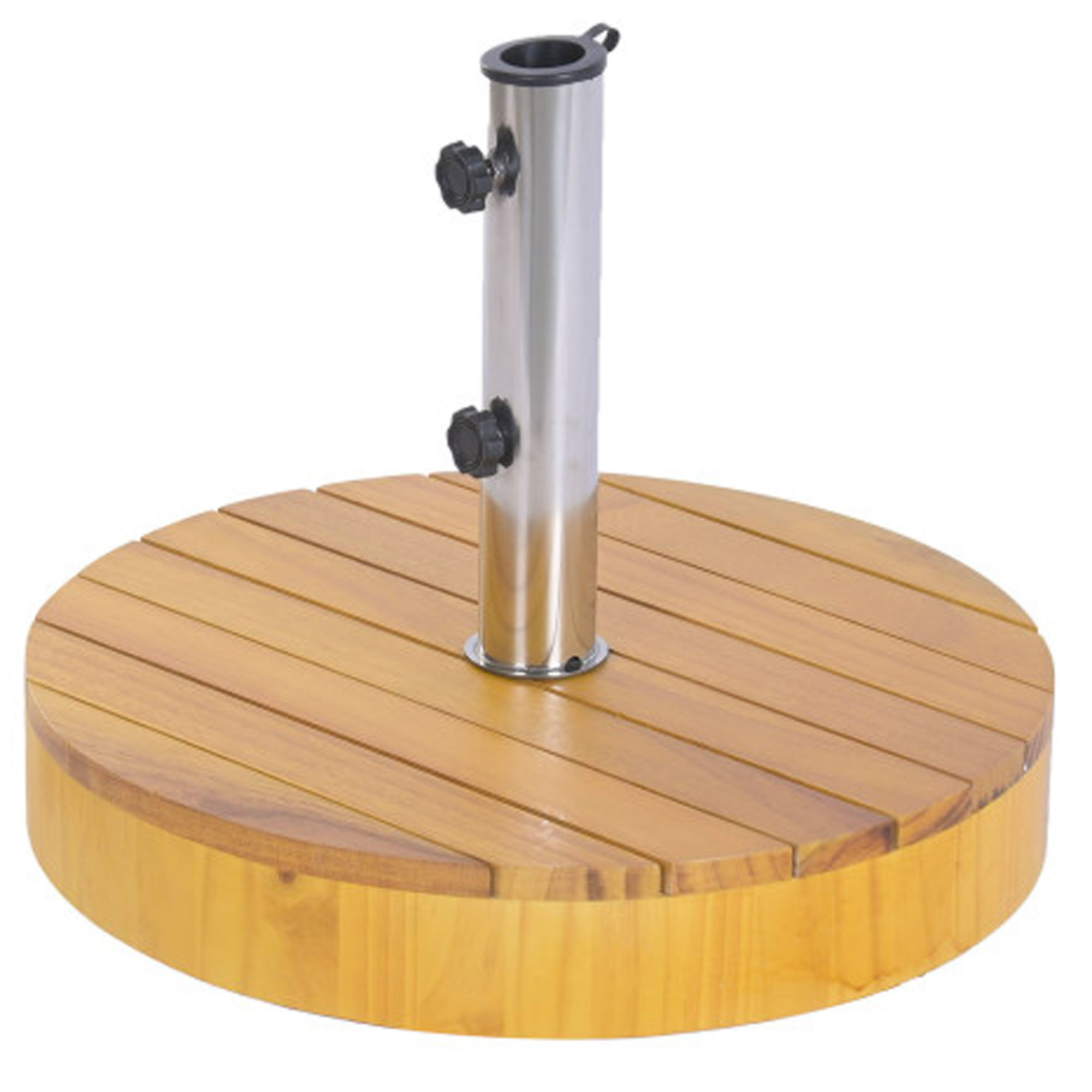 Pied de parasol rond bois eucalyptus 30kg 50x50x38cm, WADIGA