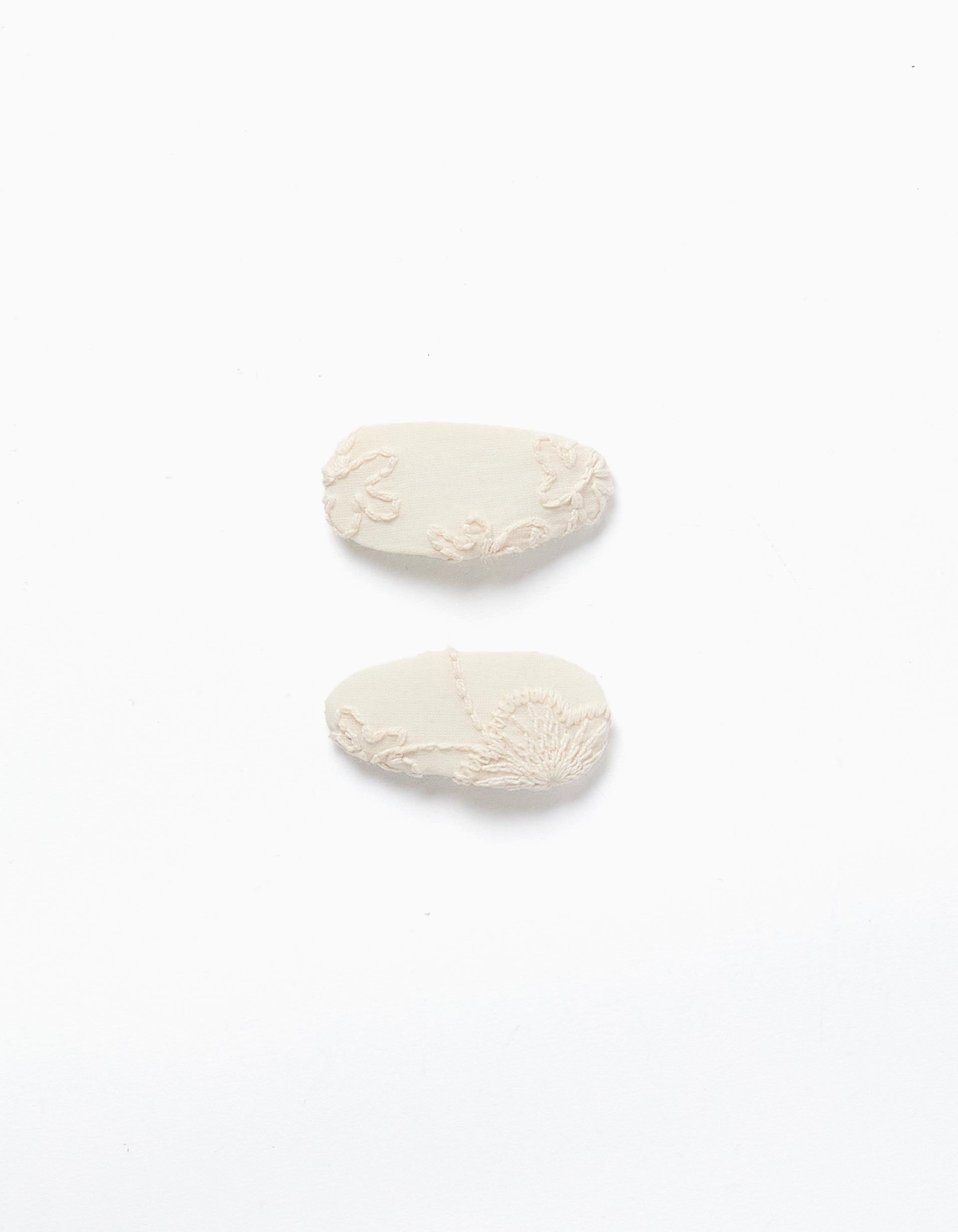 Lot de 2 barrettes ovales avec broderie, ZIPPY