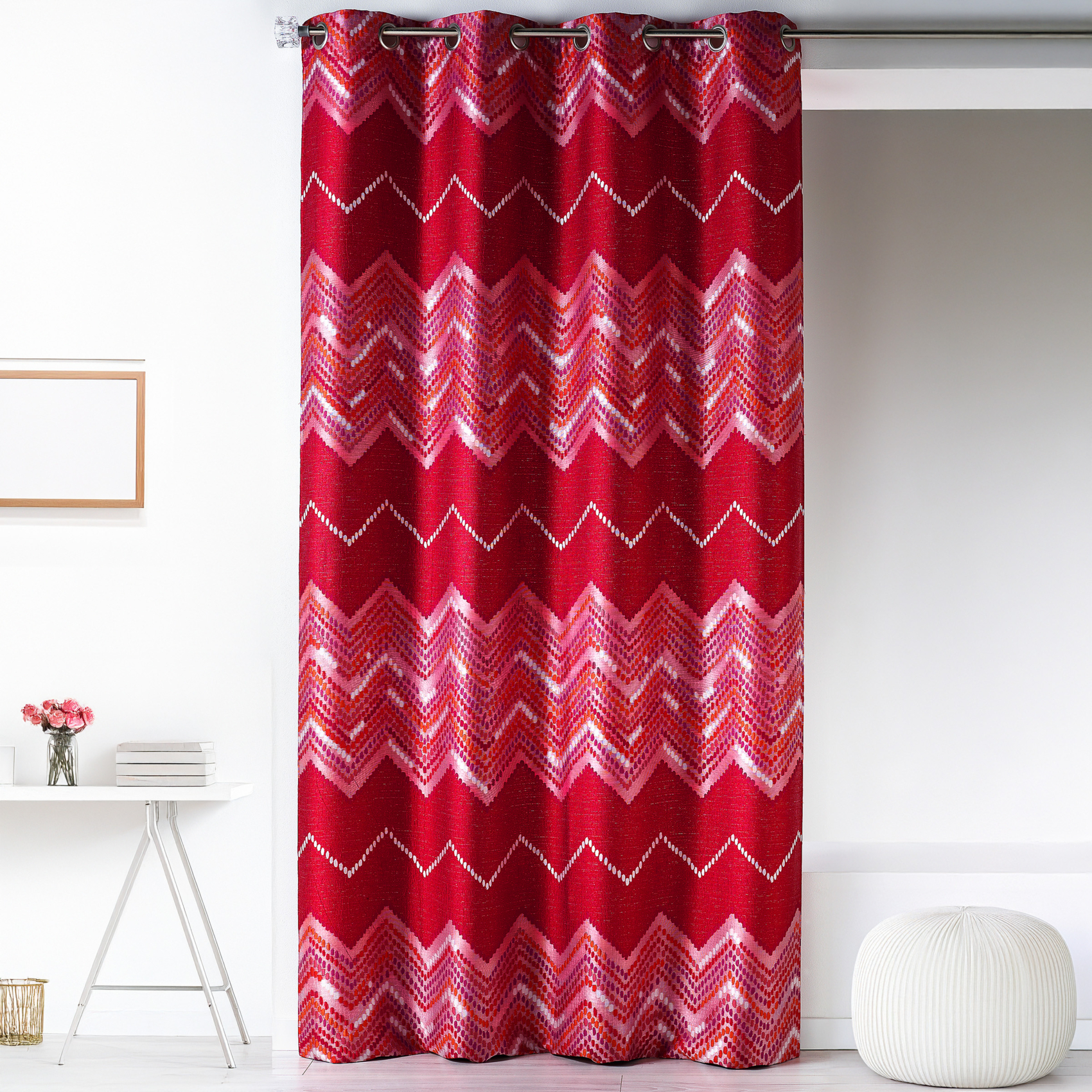 Rideau en jacquard à motifs "chevron", HOME MAISON