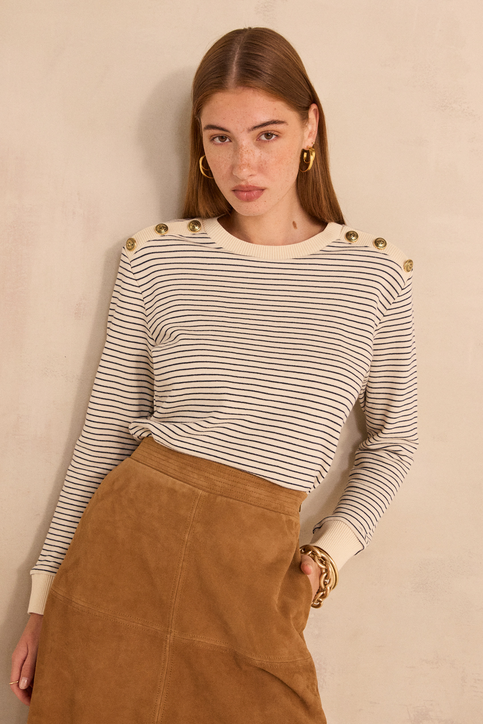 T-shirt marinière à manches longues en coton TALIA, Maison 123