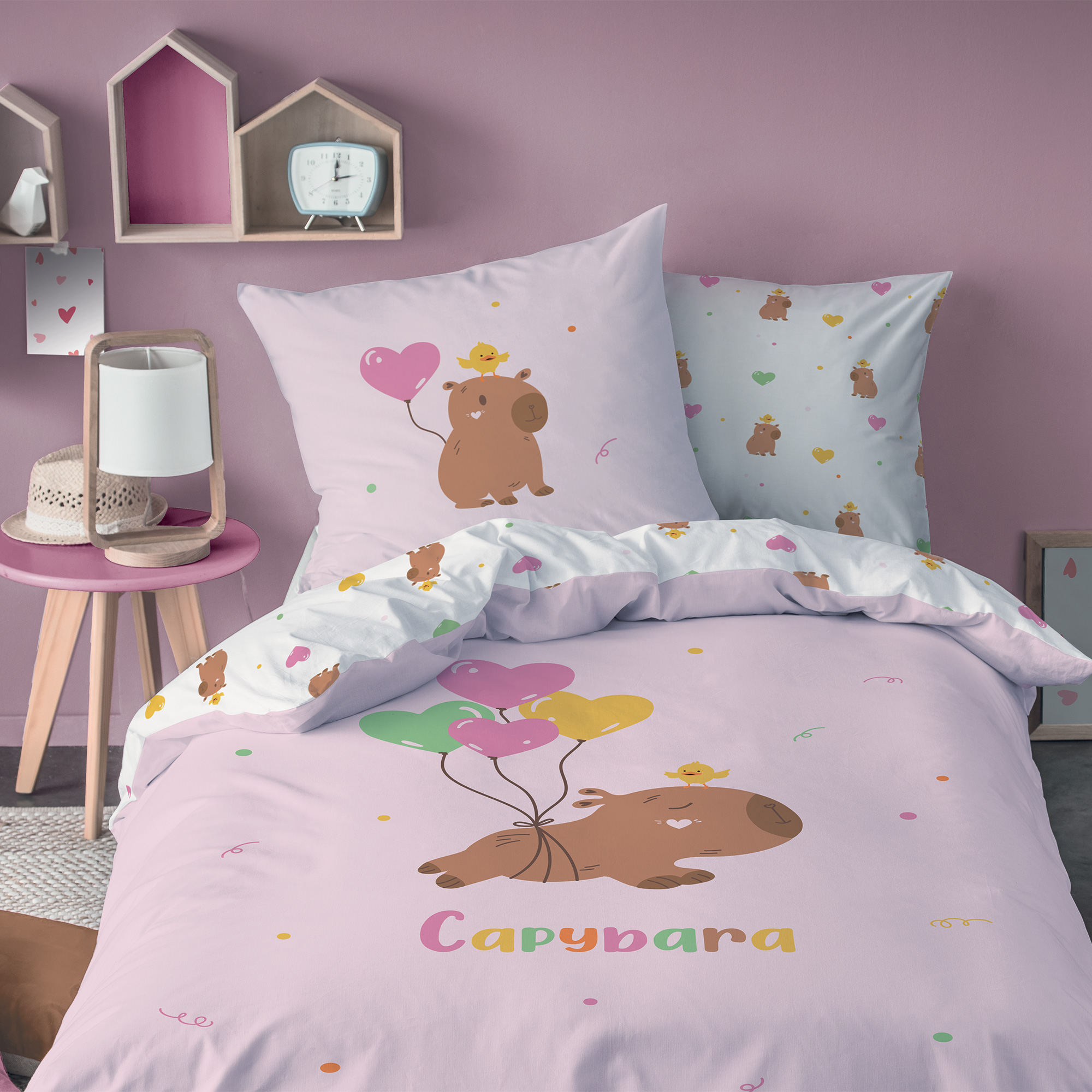 Parure de lit imprimée 100% coton, CAPYBARA, MATT ET ROSE