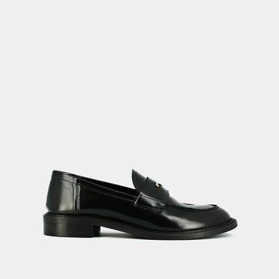 Dash Glossy Leather Loafers with Silver-Tone Detail JONAK