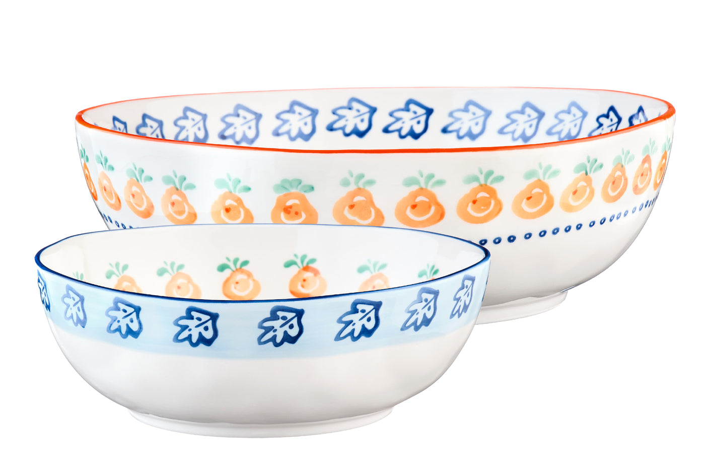 Lot de 2 saladiers en porcelaine de haute qualité (grade a), peinte à la main, NAPOLI, BJORN
