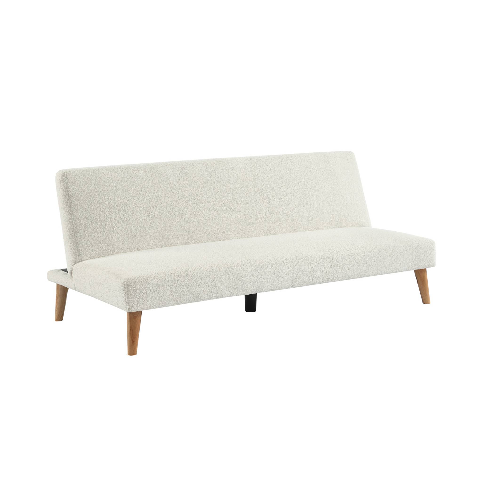 Canapé banquette convertible 3 places bouclette piètement bois TOM, SWEEEK