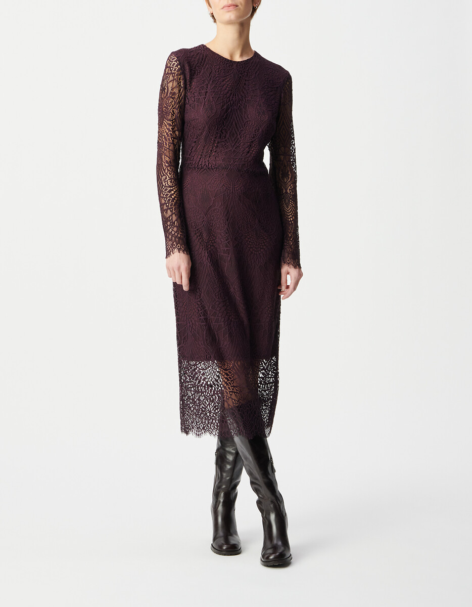 Robe en dentelle manches longues col rond, IKKS
