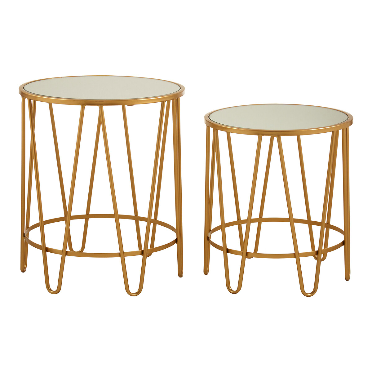 Set Of 2 Round Side Tables With Mirror, Mirrored Side Table Set Of 2