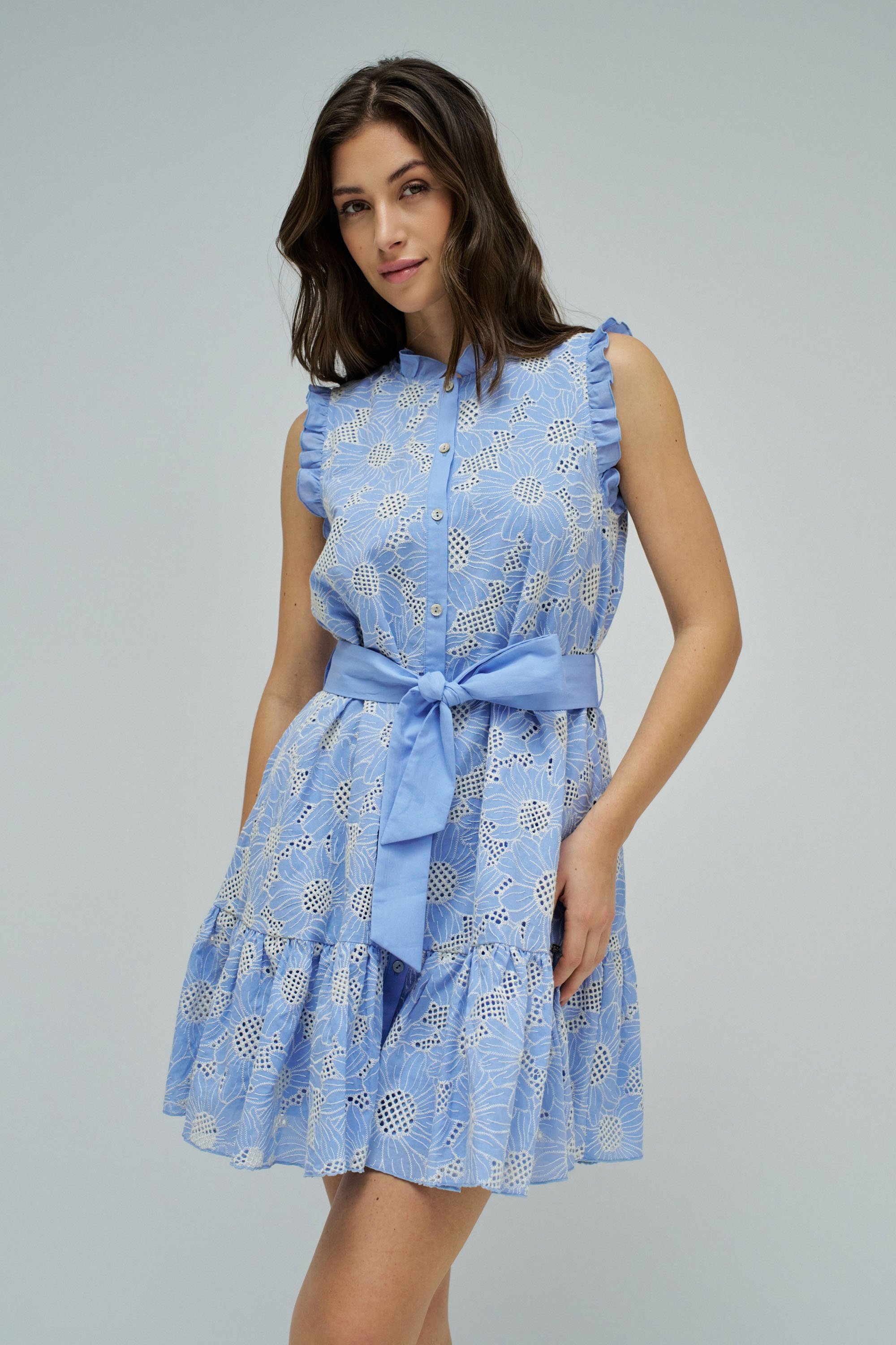 ROBE CHEMISE AVEC BRODERIE ANGLAISE, SALSA JEANS