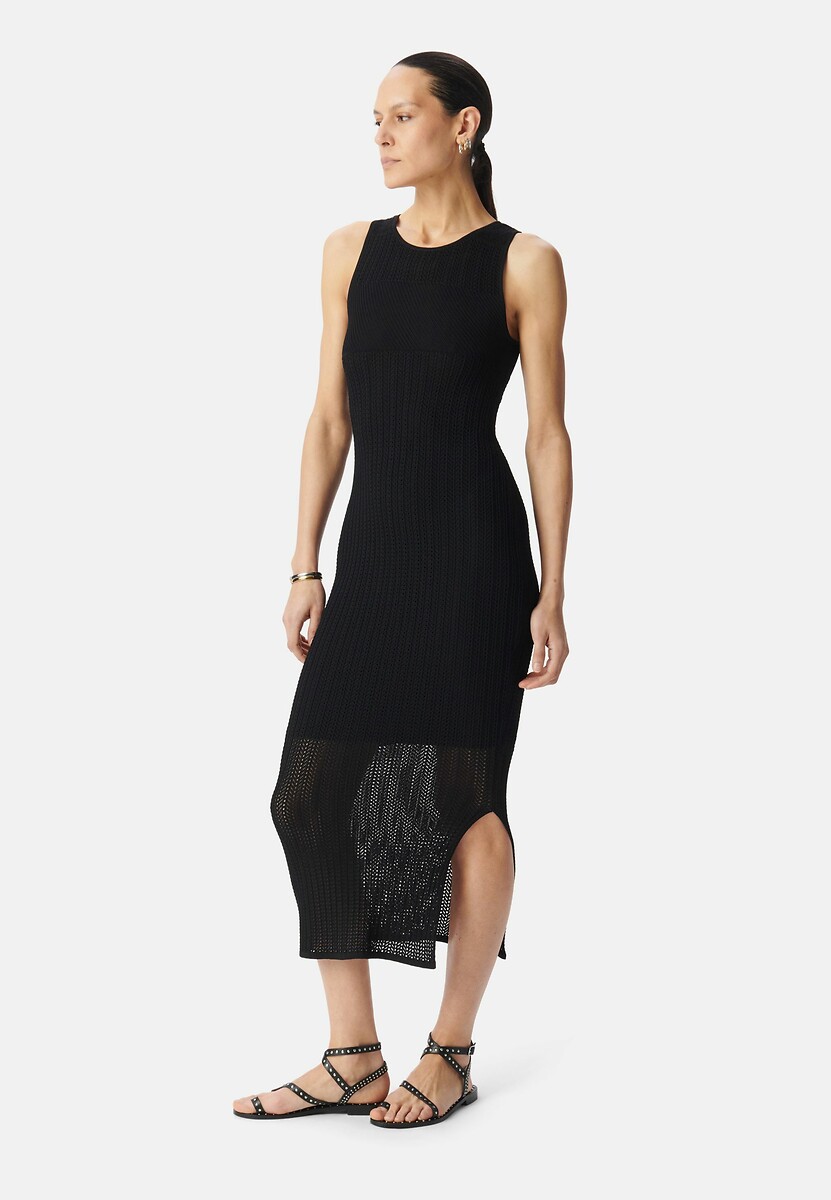 Sleeveless Maxi Dress in Openwork Knitwear, IKKS