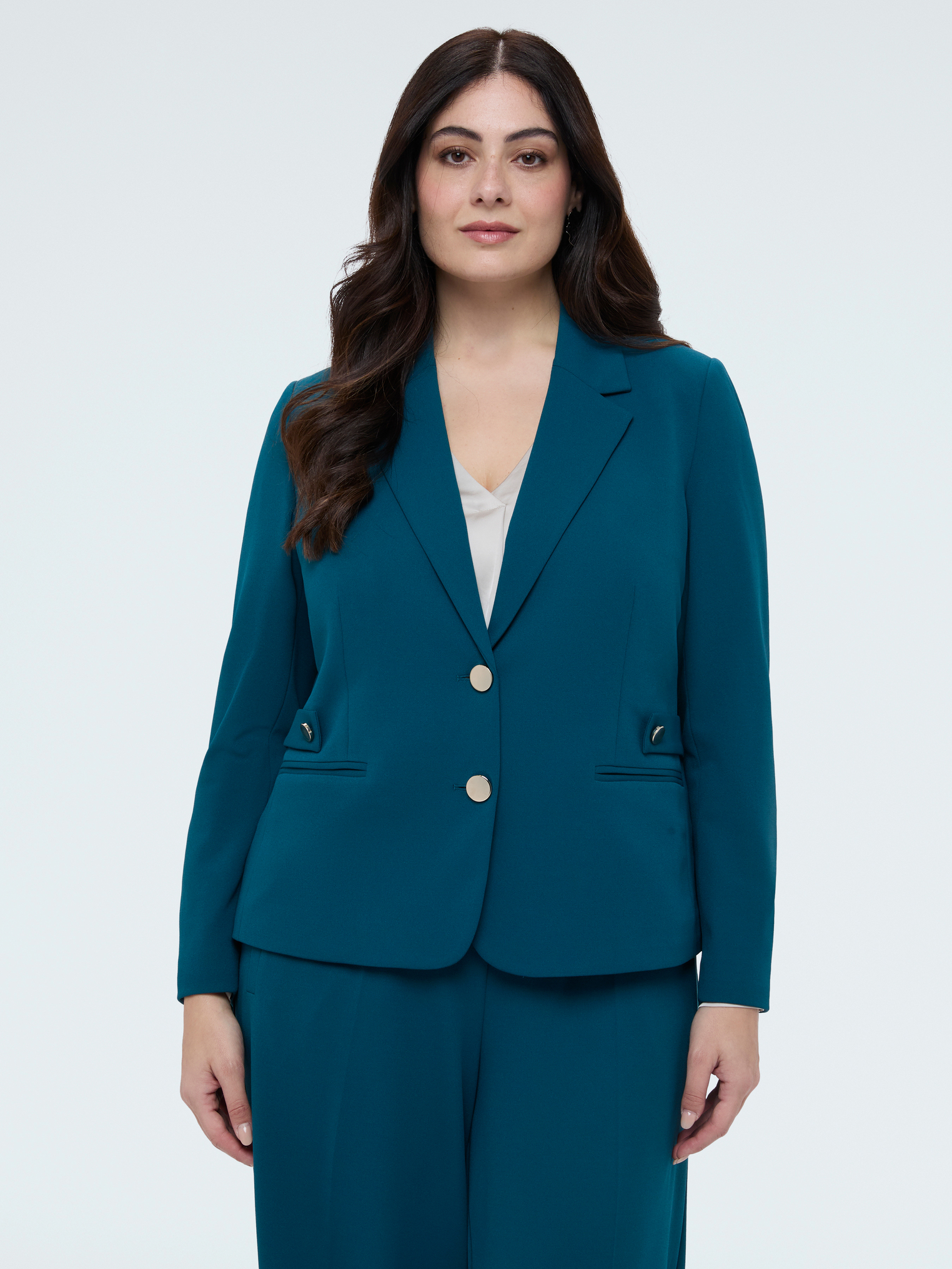 Blazer court en tissu stretch, FIORELLA RUBINO