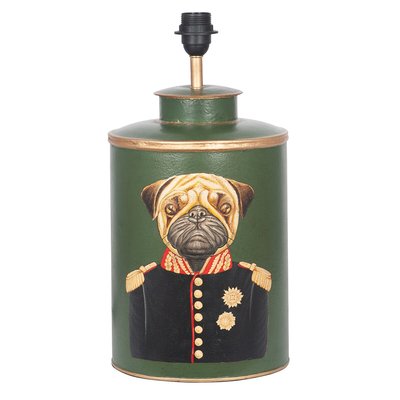 Hand painted Iron Forest Green Pug Character Table Lamp Base SO'HOME