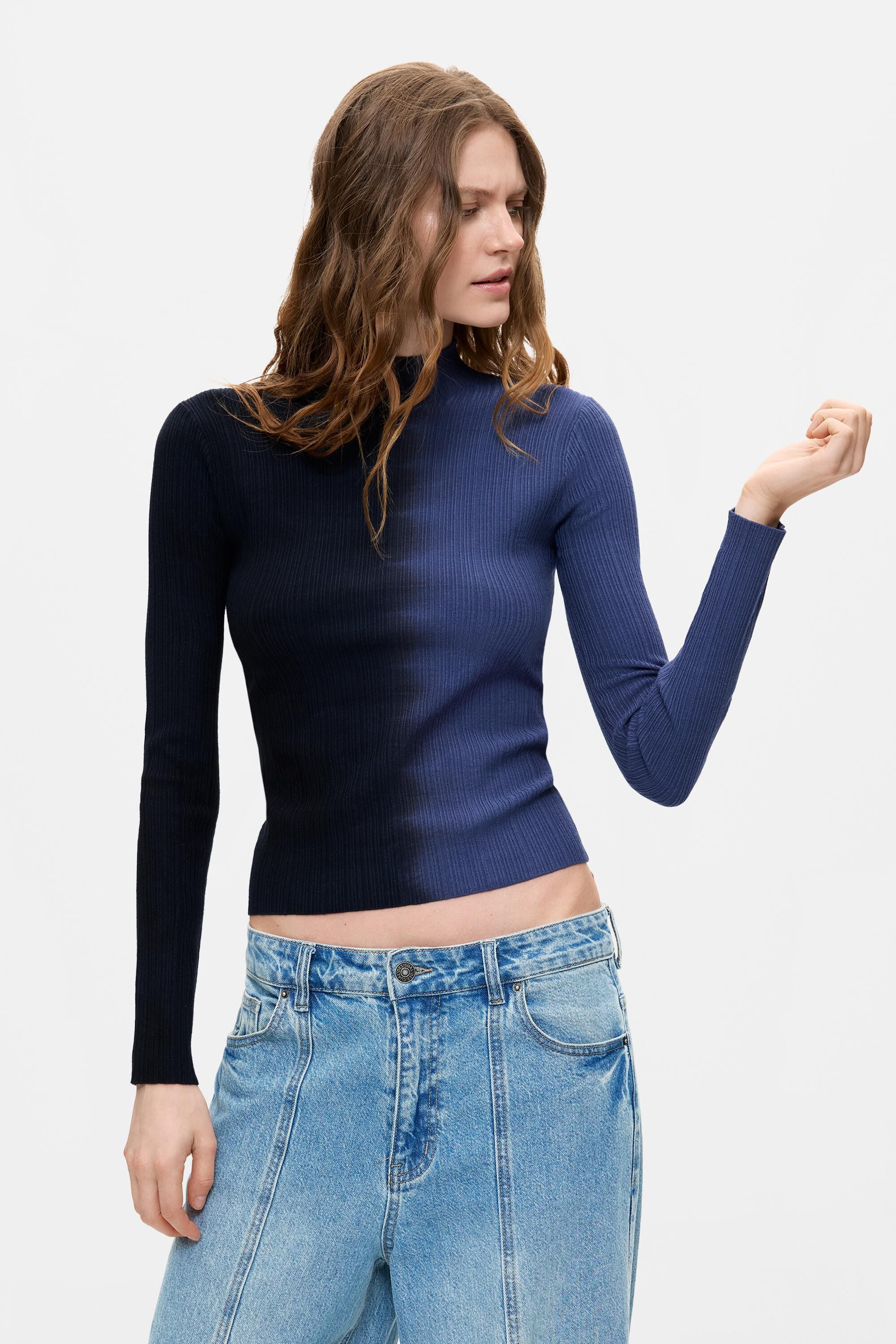 Pull bicolore en maille côtelée, DESIGUAL
