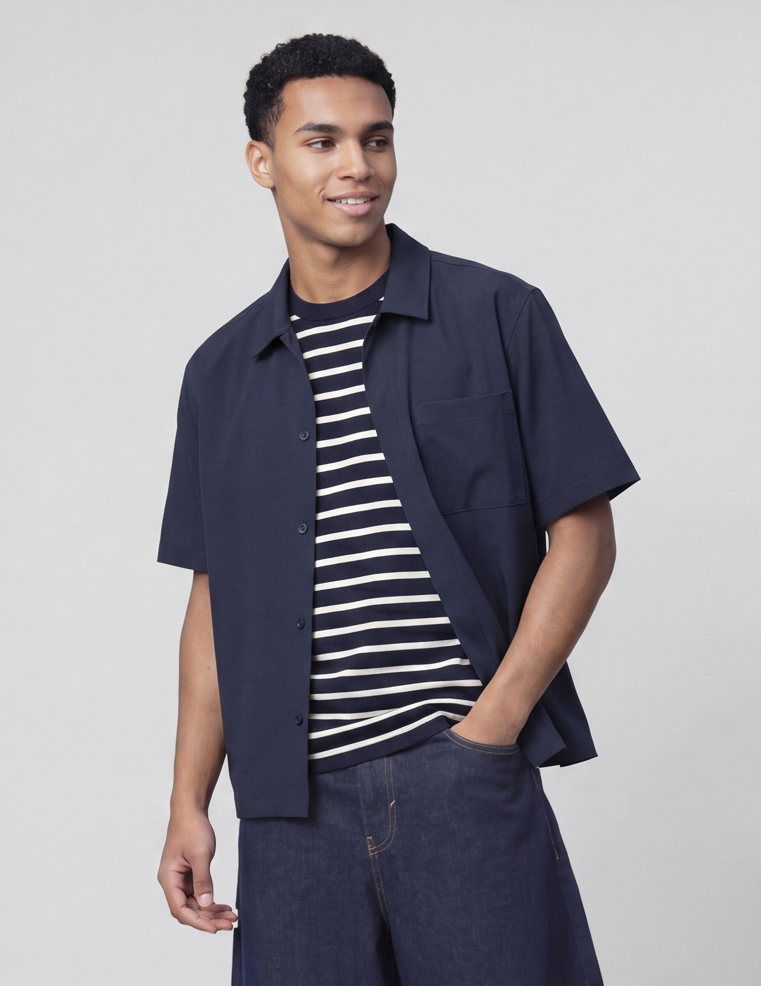 Chemise zippée manches courtes, BZB