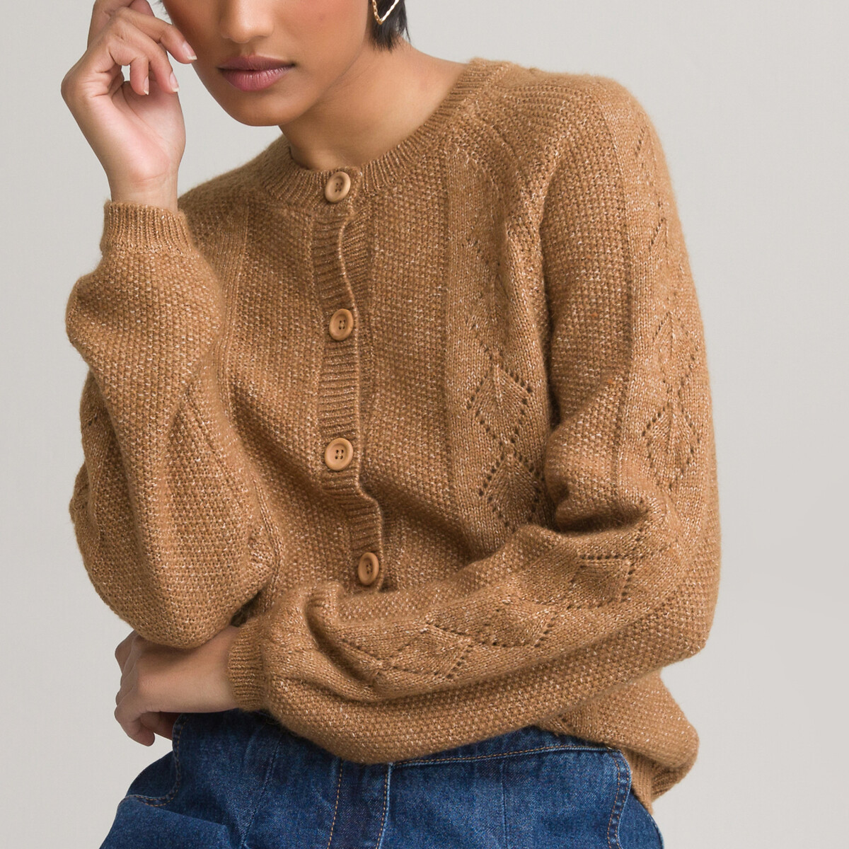 Recycled buttoned pointelle cardigan La 